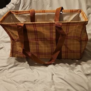 Thirty-One Posh Autumn Plaid Large Utility Tote